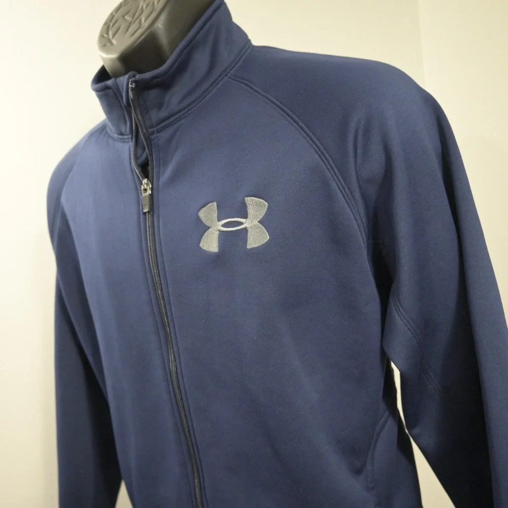 Under Armour Fleece Full Zip Jacket Blue Long Sleeve W/ Pockets Mens Size‎ Small